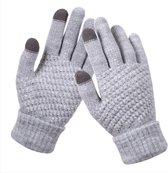 Luxe Gebreide Winter Handschoenen | Touch Tip Gloves | Touchscreen | Voor fiets, motor, scooter, sporten en wandelen | One-Size | Winterhandschoenen | Wol | Unisex | Dames | Grijs | Valentijn cadeautje voor hem en haar