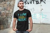 Rick & Rich - T-Shirt I Love Soul Music - T-shirt avec imprimé - T-shirt Musique - Tshirt Music - T-shirt Zwart - T-shirt Homme - Chemise à col rond - T-Shirt Taille S