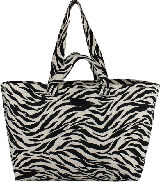 Fana Bags strandtas XL – zebra – met rits