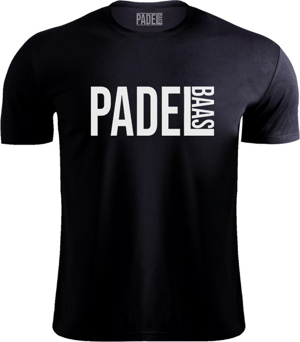 PADELBAAS Shirt Zwart Maat XL - Padelshirt - logo groot op borst