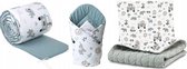 Baby ledikant 4 delig-Beddenset inclusief gevulde fluwelen deken- kussen-hoofdbeschermer-inbakerdoek-Baby's comfort- Safari