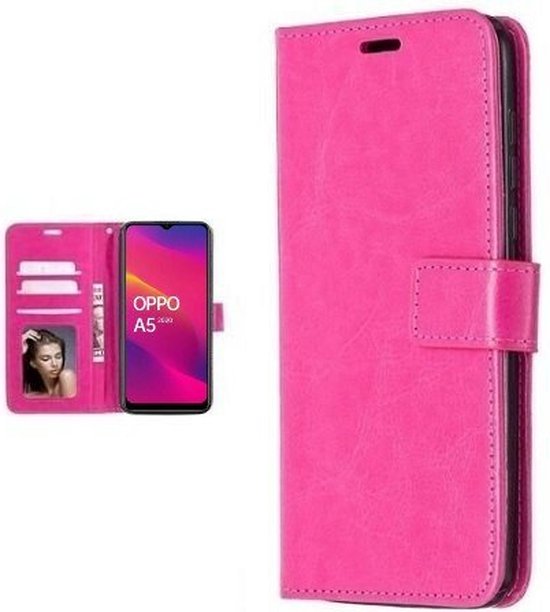 Oppo A5 2020 Hoesje Met Pasjeshouder Bookcase Roze