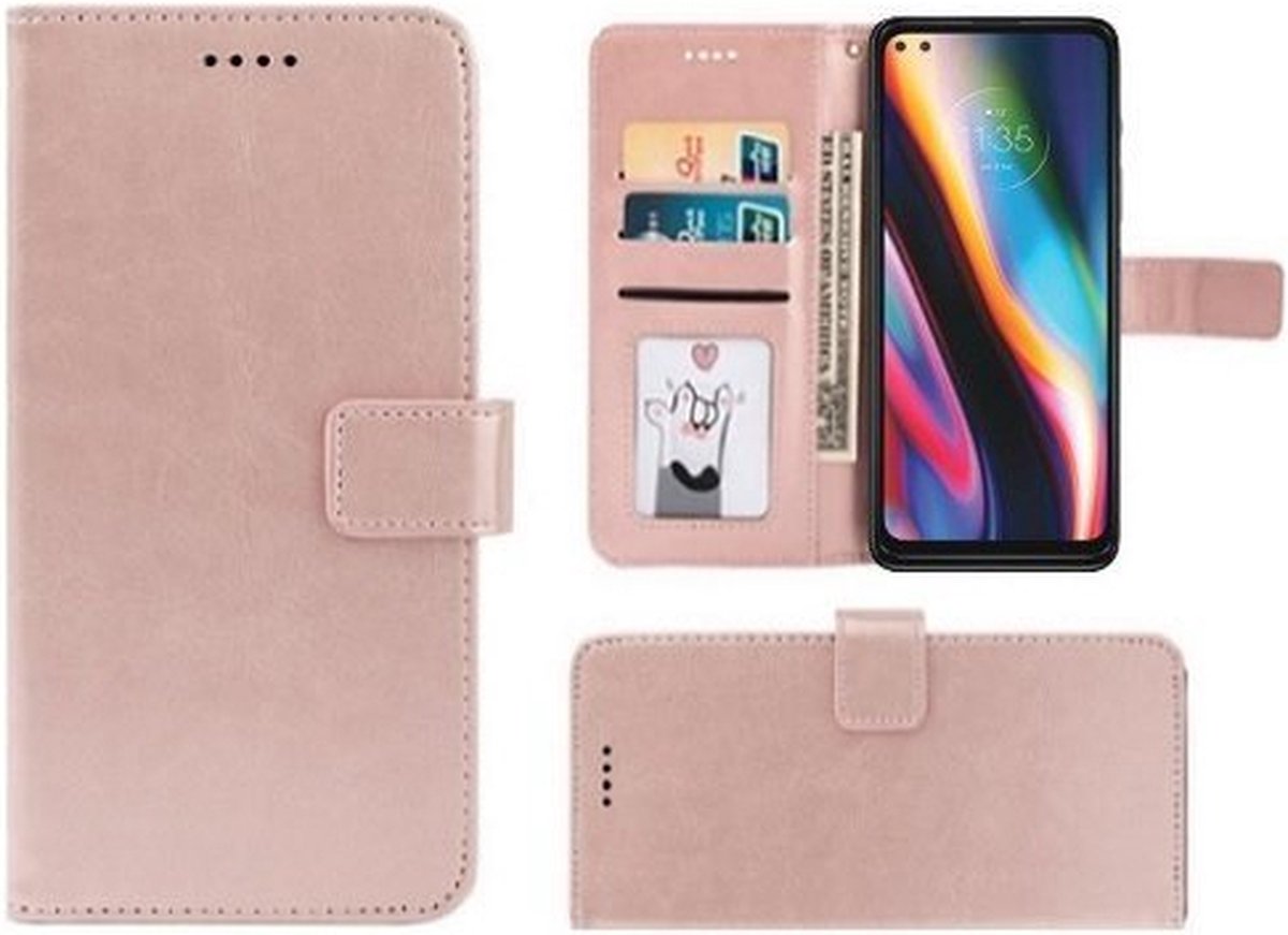 Motorola G 5G Plus Hoesje Met Pasjeshouder Bookcase Rose Goud