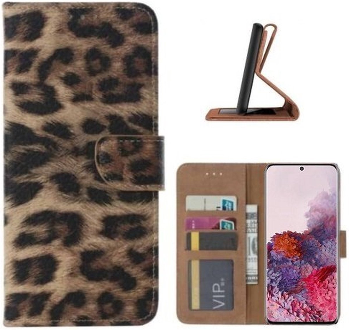 Samsung S20 Hoesje Met Pasjeshouder Bookcase Luipaard
