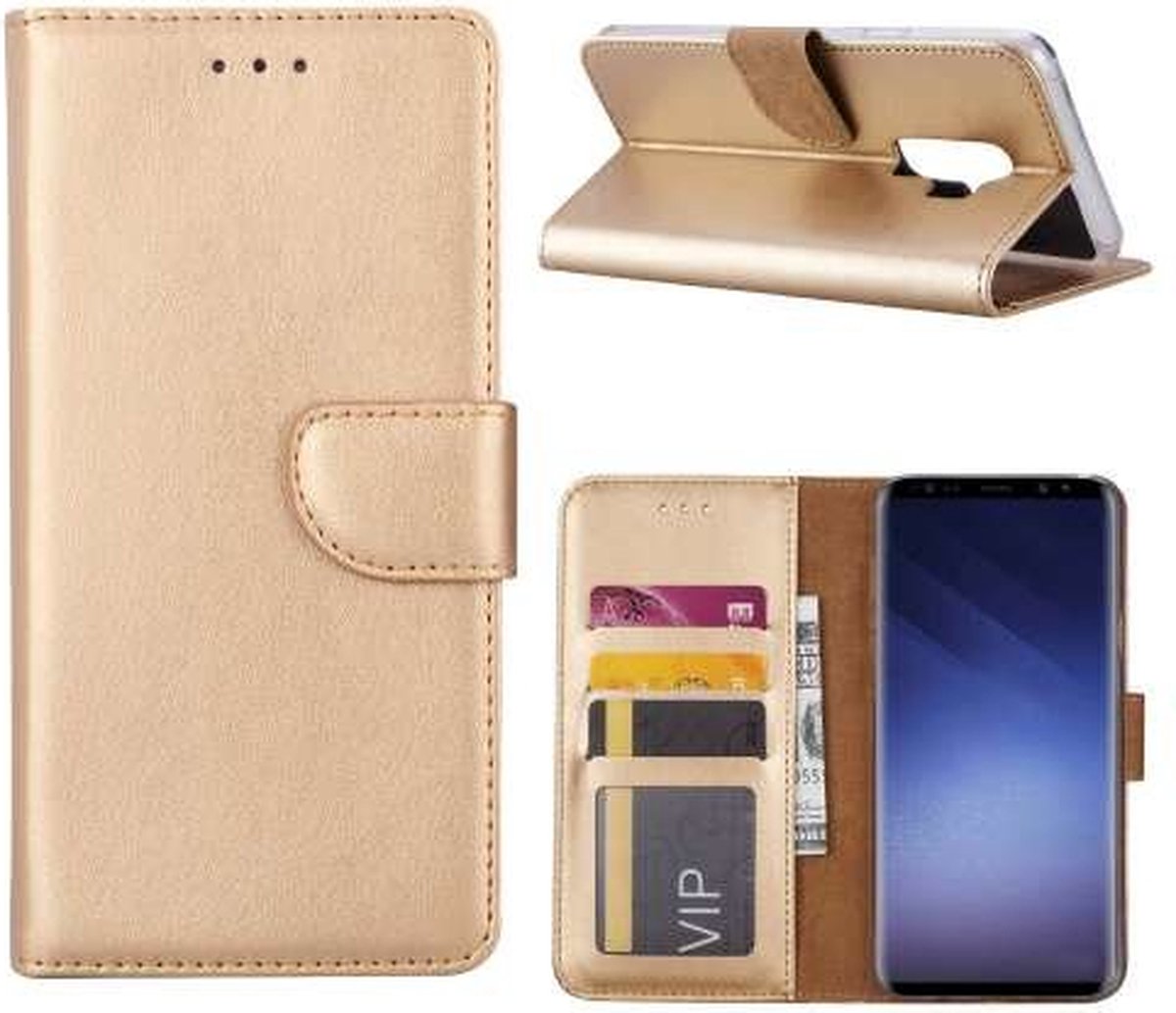 Samsung S9 Plus Hoesje Met Pasjeshouder Bookcase Goud