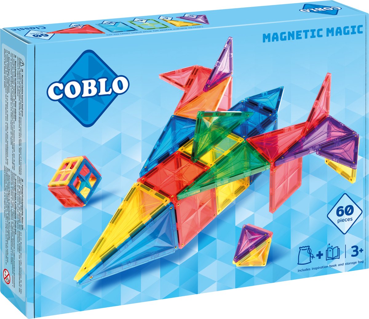 Coblo Classic 60 stuks - Magnetisch speelgoed - Montessori speelgoed - Magnetische Bouwstenen - Magnetische tegels - STEM speelgoed - Cadeau kind - Speelgoed 3 jaar t/m 12 jaar