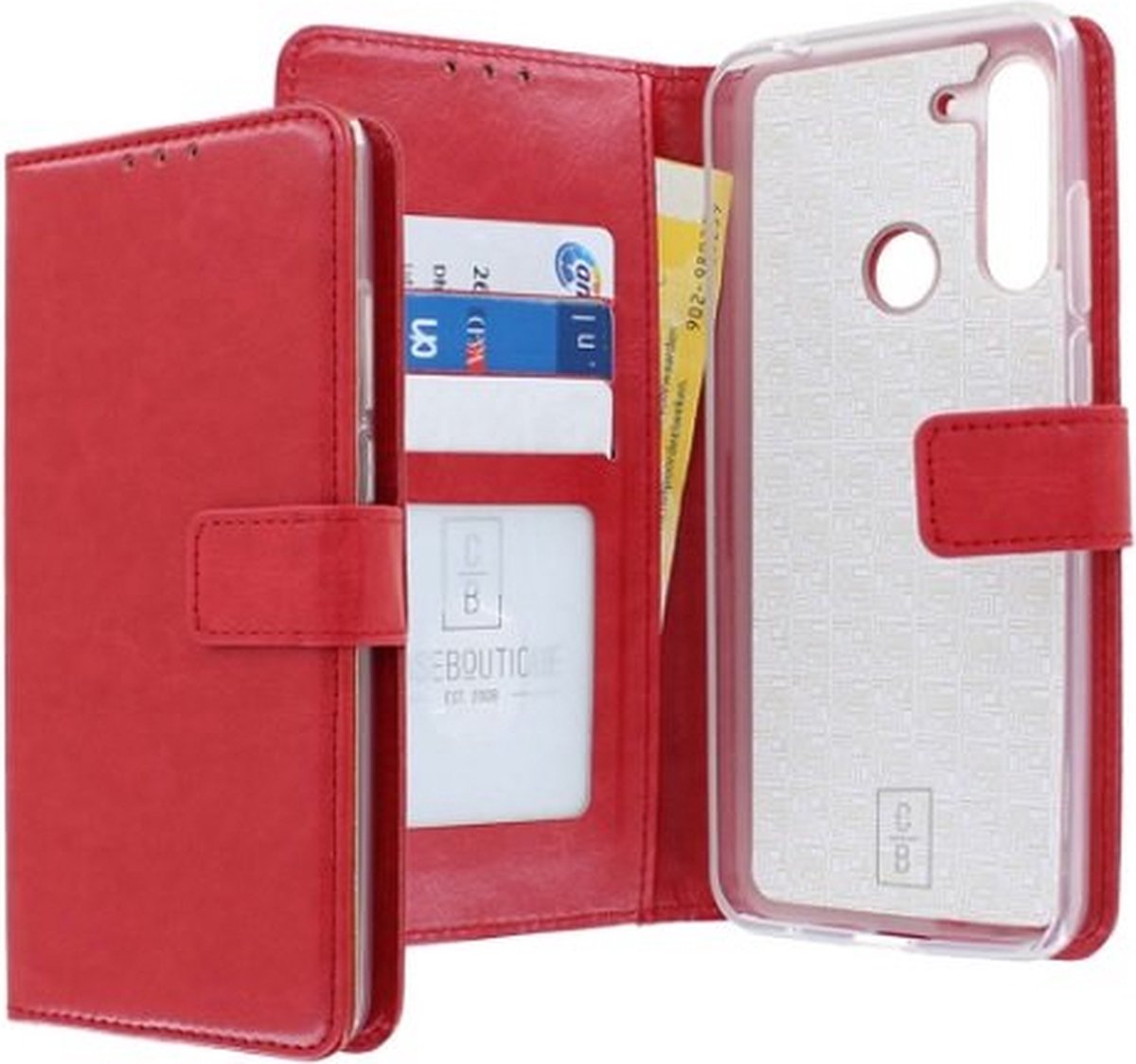 Motorola G Pro Hoesje Met Pasjeshouder Bookcase Rood