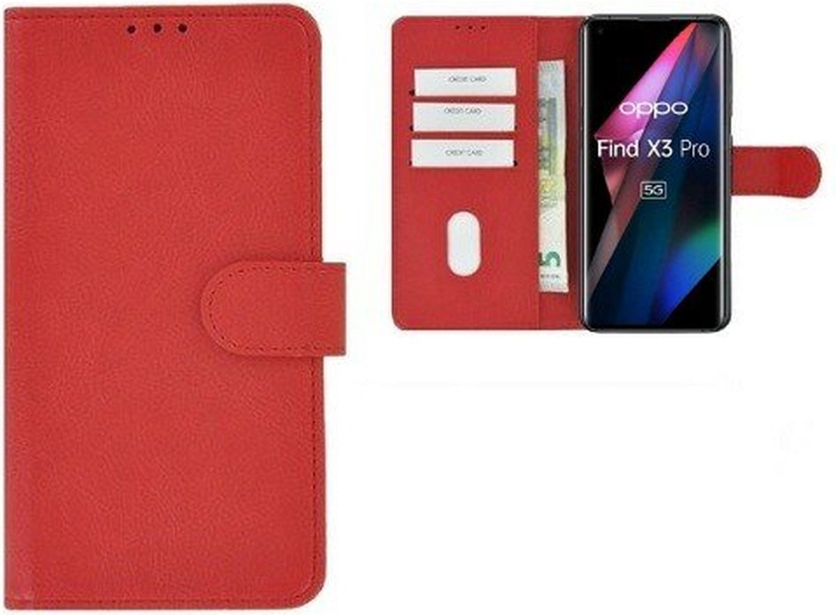 Oppo X3 Pro Hoesje Met Pasjeshouder Bookcase Rood