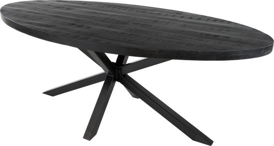 Kick Table de salle à manger Industrial Dax ovale - Zwart - 240 cm