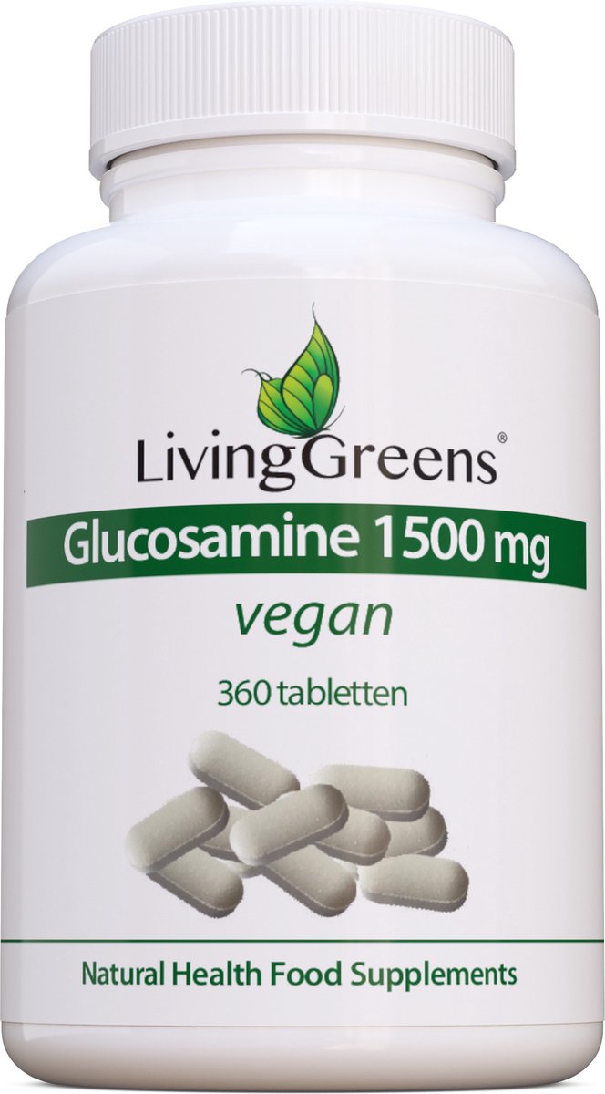 Goedkoopste LivingGreens Glucosamine 1500-360 tabletten- vegan-glucosamine sulfaat -glucosamine uit mais-gewrichten-formule