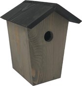 Oneiro’s luxe Mezen – Zwart/Grijs - 18 x 19 x 24 cm -  vogelhuisjes - broeden - tuindecoratie - nestkastje - vogelvoederhuisje - winter - dierendag