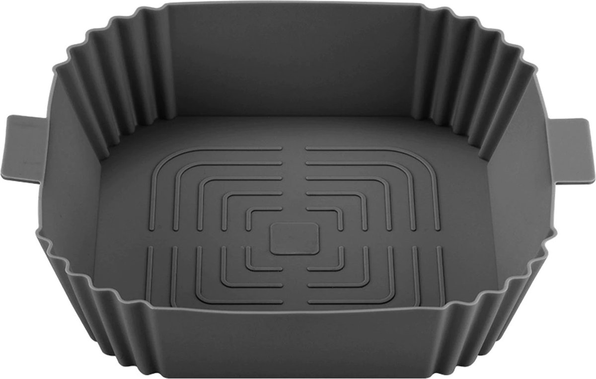 Airfryer siliconen bakvorm - Accessoires airfryer - Oven en magnetron - Anti aanbak - grijs - rond en vierkant - 21 cm