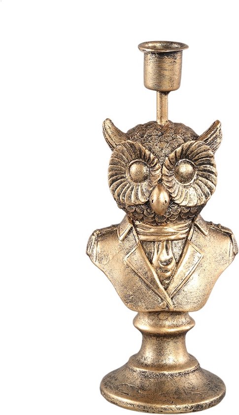 PTMD Ressy Gold poly candleholder dressed up owl SET van 2