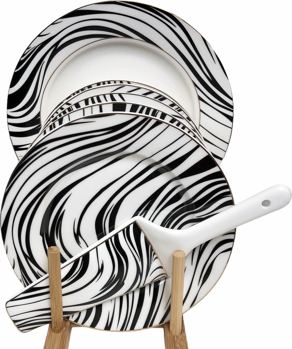 Zebra design gebak set 8-delige zwart-wit