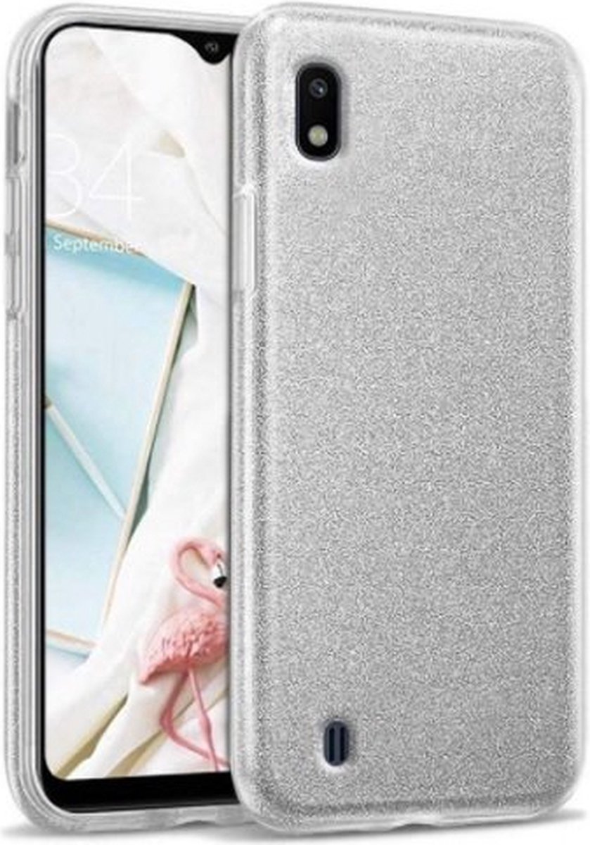 Samsung A10 Siliconen Glitter Hoesje Zilver