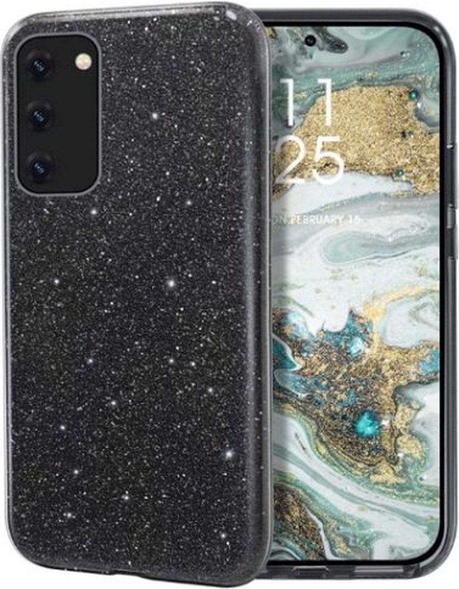 Samsung S10 Lite Siliconen Glitter Hoesje Zwart