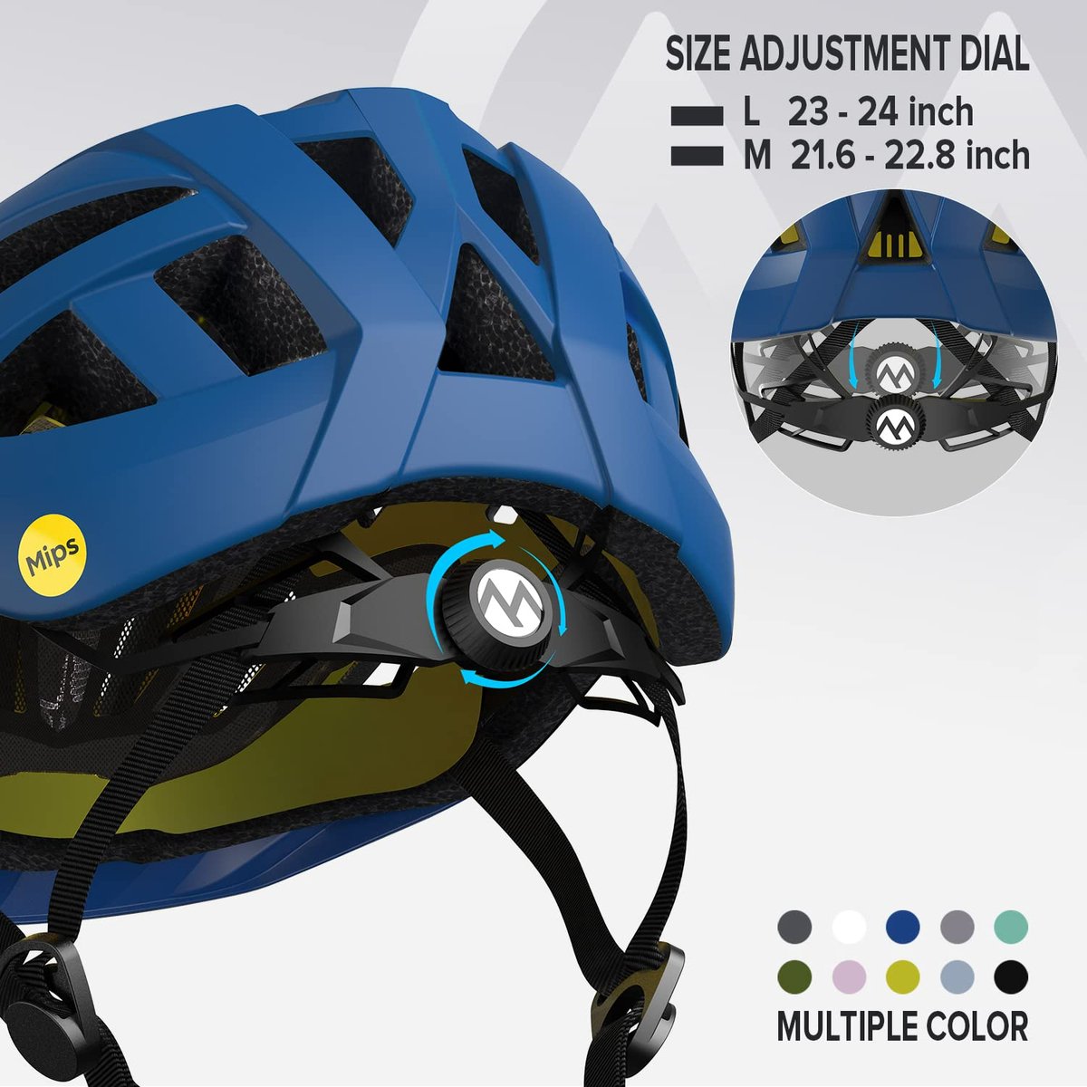 OutdoorMaster Gem recreatieve Blauwe MIPS-fietshelm Maat M- twee verwijderbare voeringen en ventilatie in meerdere omgevingen - fietshelm in de bergen, snelweg voor jongeren en volwassenen