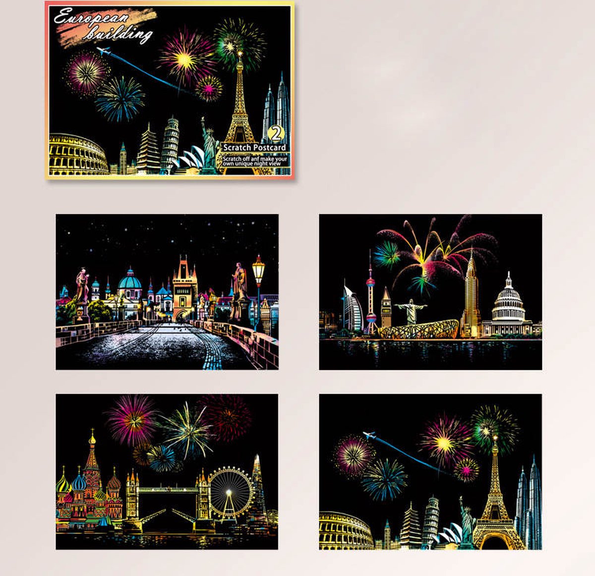 Scratch Art Mini Deluxe XL Set | Meerdere Varianten | Kinderen en Volwassenen | Magic Kras Tekeningen Kraskaarten Krasfolie Kraskaart | Knutselen Tekenen | Painting Schilderen op Nummer Diamond Painting | Knutselpakket Tekenpakket Handwerken — afbeelding 5