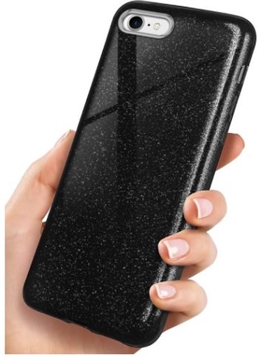 iPhone 7 Hoesje Siliconen Glitter Zwart