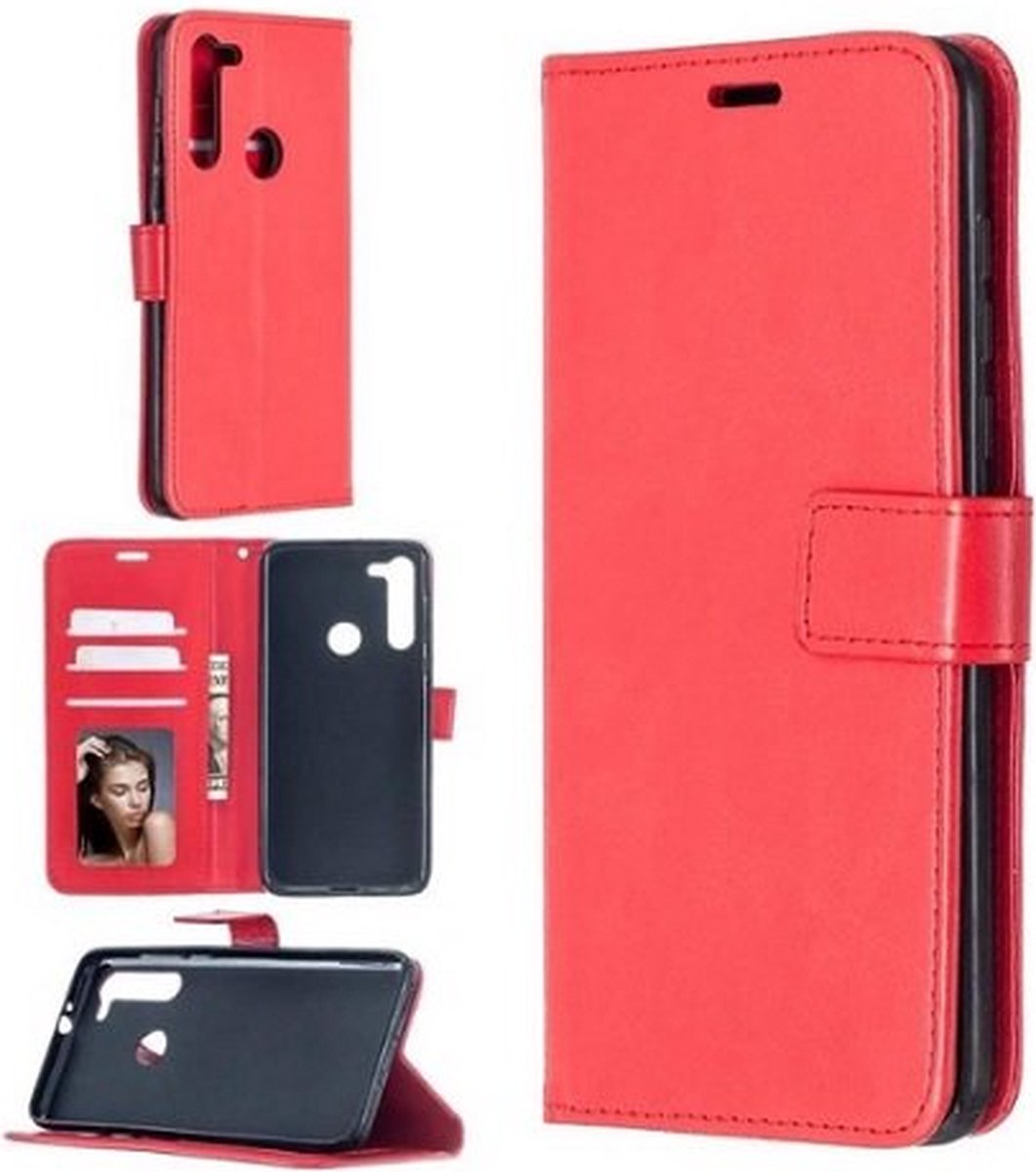 Motorola One Fusion Plus Hoesje Met Pasjeshouder Bookcase Rood