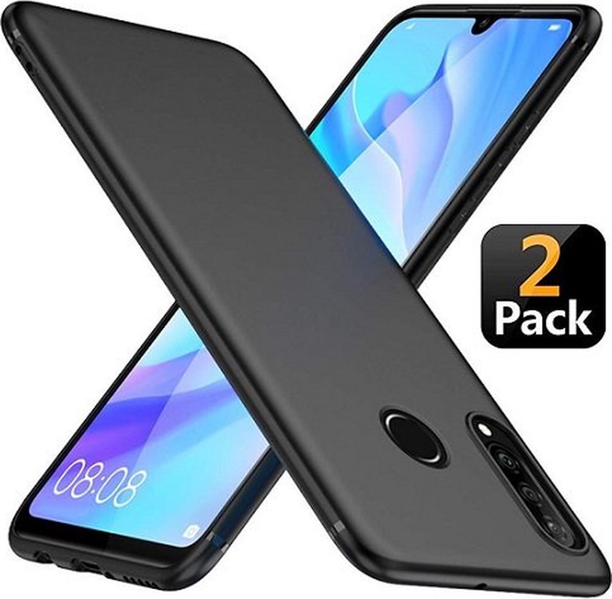 Huawei P30 Lite Siliconen TPU Hoesje Zwart 2x