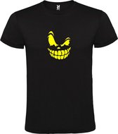 T-Shirt Zwart avec image « Halloween Spooky Face » Vert Fluo Taille L