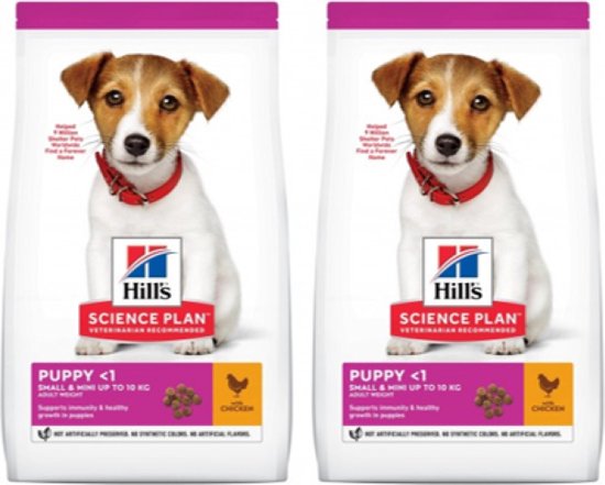 2x Hill's Canine Puppy Small & Mini Kip Hondenvoer 3kg