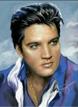 Denza - Diamond painting Elvis Presley 40 x 50 cm uniek volledige bedrukking ronde steentjes - elvis - nieuw - optreden -direct leverbaar - portret - the king - legende - militair - uniform -