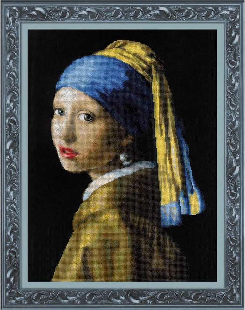 Riolis - Girl with a Pearl Earring Kruissteek Borduurpakket Aida 100-063
