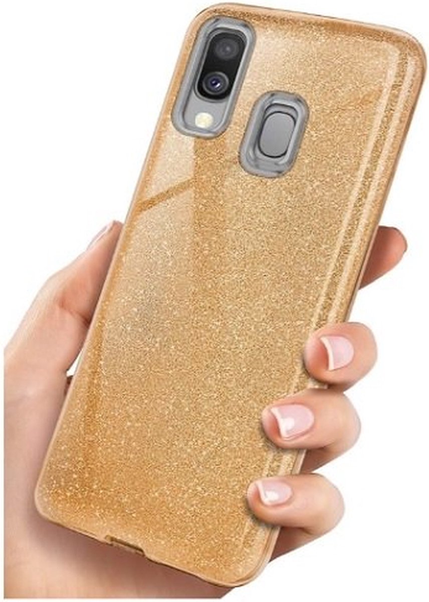 Samsung A01 Siliconen Glitter Hoesje Goud