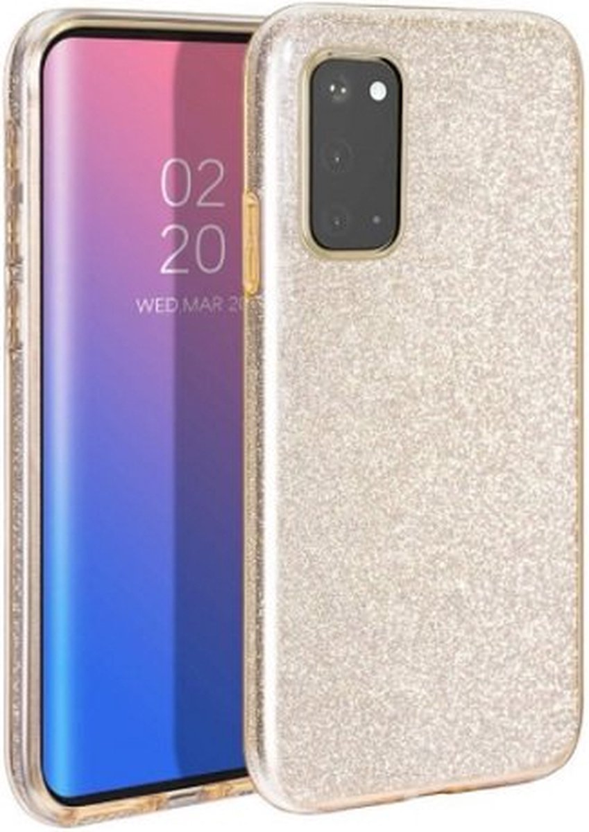 Samsung S20 Siliconen Glitter Hoesje Goud