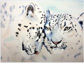 WallClassics - Poster Glanzend – Tekening van Luipaarden - 40x30 cm Foto op Posterpapier met Glanzende Afwerking