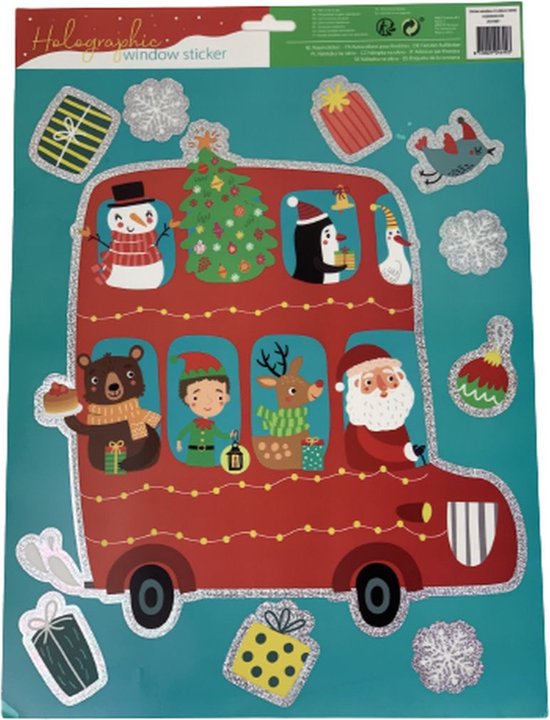 Stickers Fenêtres de Noël - Assorti - Multicolore - Bus de Noël - Décorations de Noël - Décoration de Noël - Noël - Décoration de fenêtre