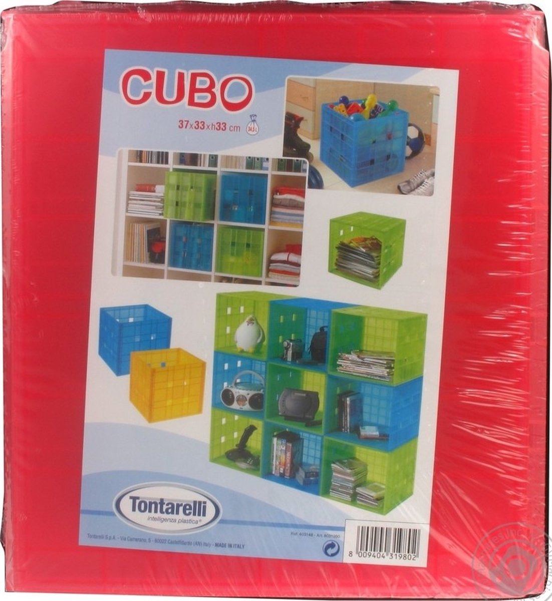 Tontarelli Plastic kubus Kleur WIT , demontabel. opbergbox cm 37x33x33