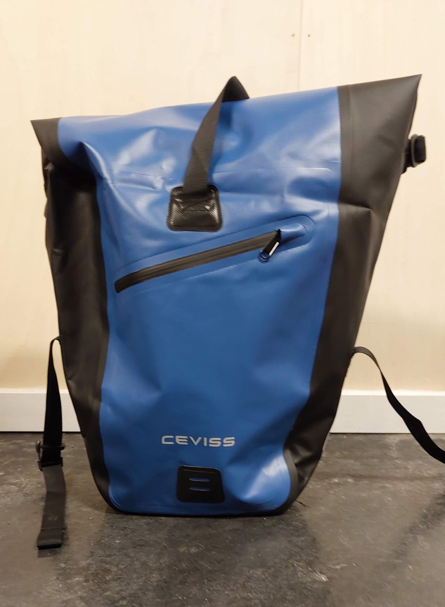Ceviss - Waterproof enkele fietstas - 30 liter - blauw / zwart