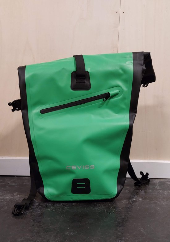 Ceviss - Waterproof enkele fietstas - 30 liter - groen / zwart