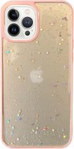 Smartphonica iPhone 11 Pro Max TPU hoesje doorzichtig met glitters - Roze / Back Cover geschikt voor Apple iPhone 11 Pro Max