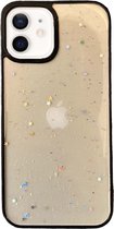 Smartphonica iPhone 12/12 Pro TPU hoesje doorzichtig met glitters - Zwart / Back Cover geschikt voor Apple iPhone 12;Apple iPhone 12 Pro Max