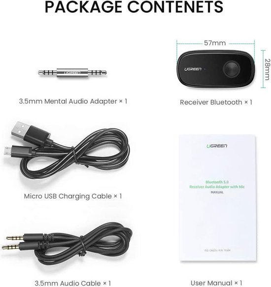 UGREEN Bluetooth 5.0 Audio Receiver 3.5mm Jack Adapter van Ugreen — afbeelding 3