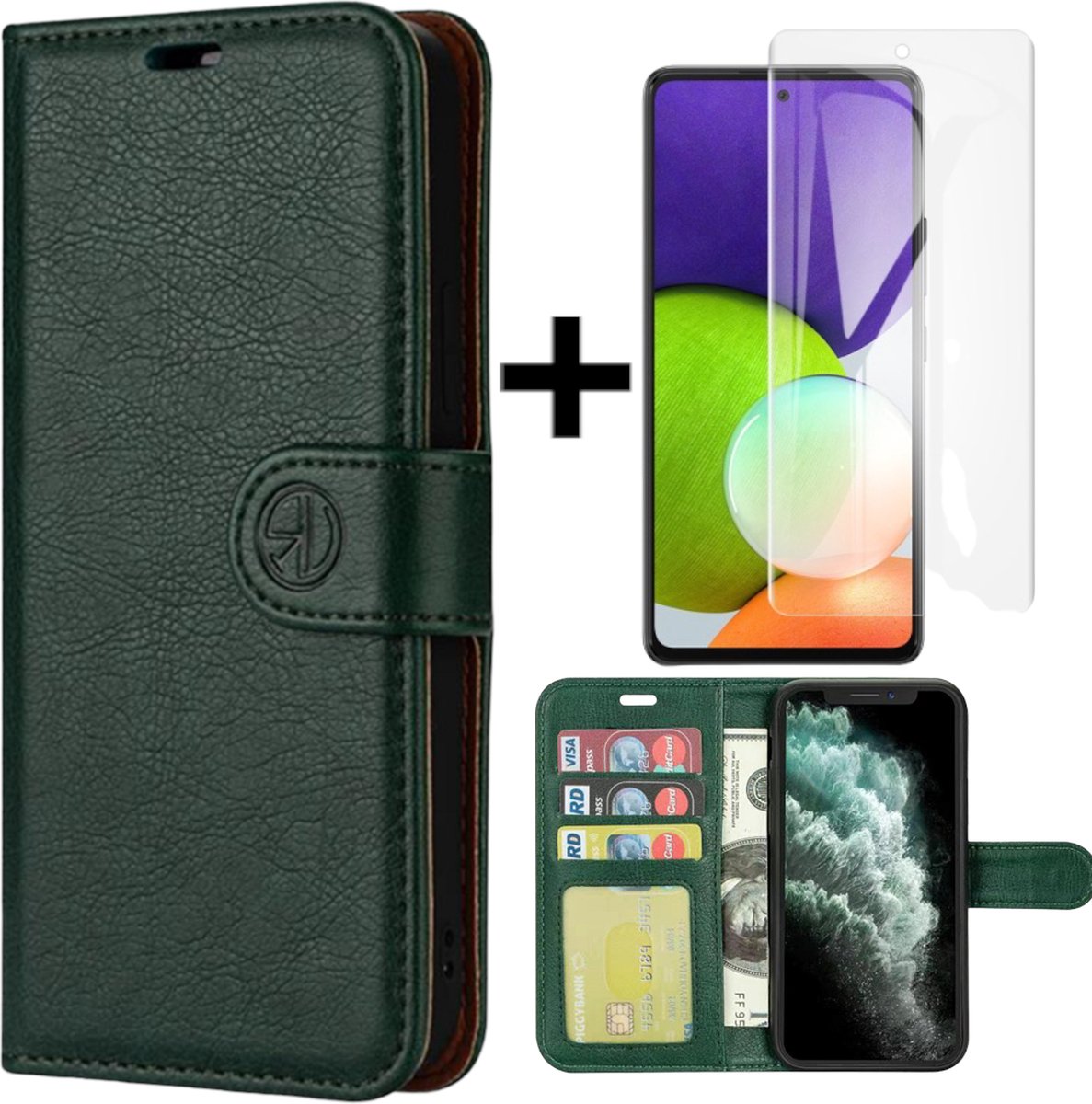 Samsung Galaxy A42 Wallet case/ book case Portemonnee kaarthouder/ magneetflipje hoesje kleur Groen