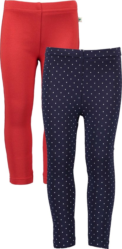 Blue Seven - Leggings - 2pack - Blauw met stip - Rood - 128