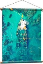 WallClassics - Affiche Textile - Naufrage dans l'Océan Bleu Clair - 60x80 cm Photo sur Textile
