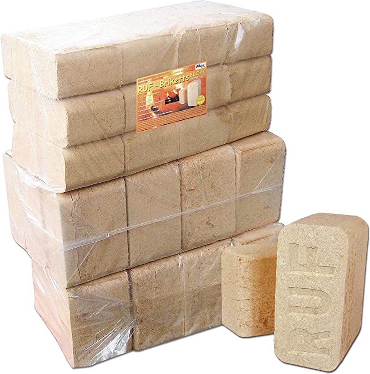 RUF Briketten - hout briketten - brandhout - hout briketten geperst - 10kg - 12briketten (96 pakken)