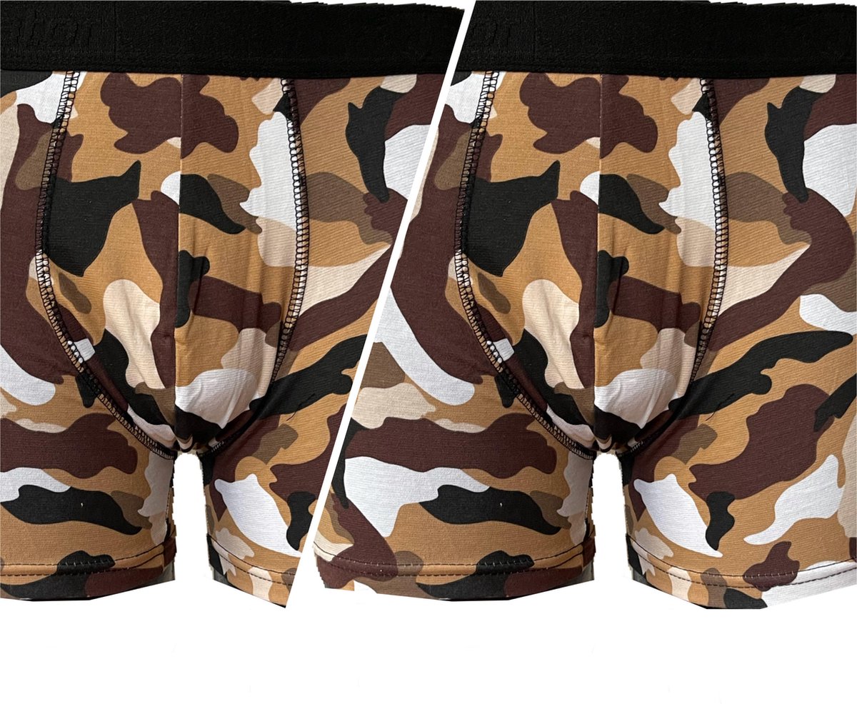 Embrator 2-pack heren Boxershort overall print camouflage bruin maat L