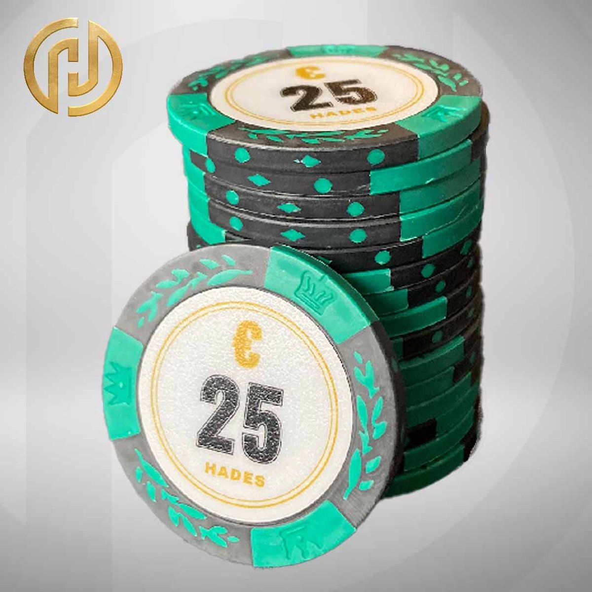 Mec Hades Cashgame Classic Poker Chips €25 groen (25 stuks) pokerchips pokerfiches poker fiches clay chips pokerspel pokerset poker set