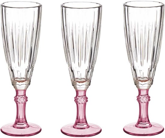 Vivalto - Champagneglazen Exotic Collection set 6x op roze voet 170 ml | bol .com