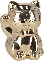 Gerim - Spaarpot kat/poes in het glimmend goud 15.5 cm - Dieren thema