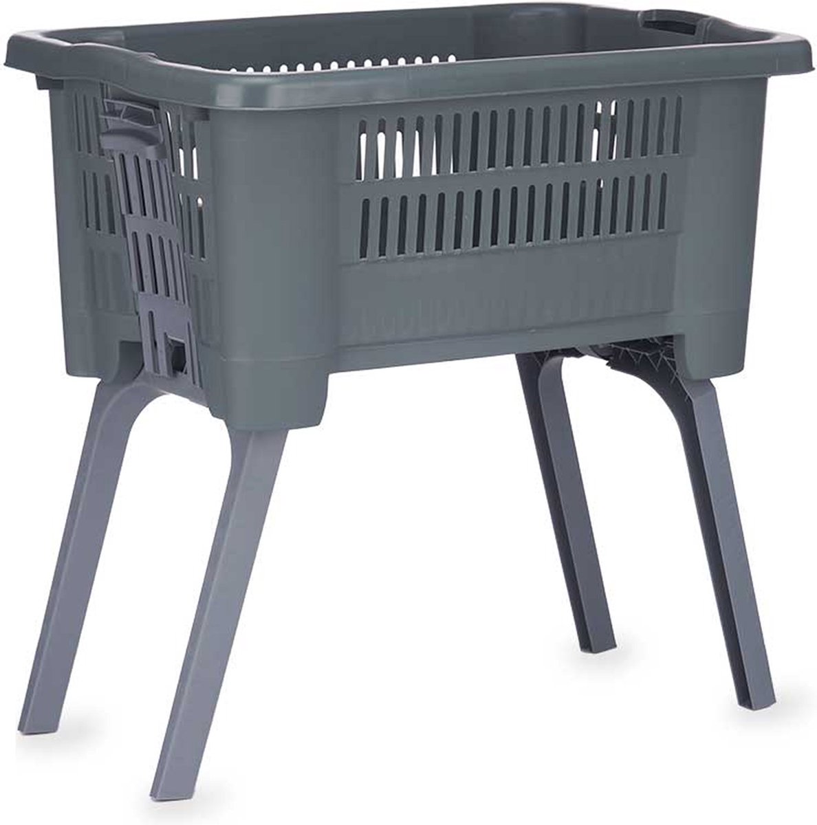 Panier à Linge Avec Pieds Pliables - 60x40x28/58 Cm, 38 Litres, Plastique, Aéré, Portable