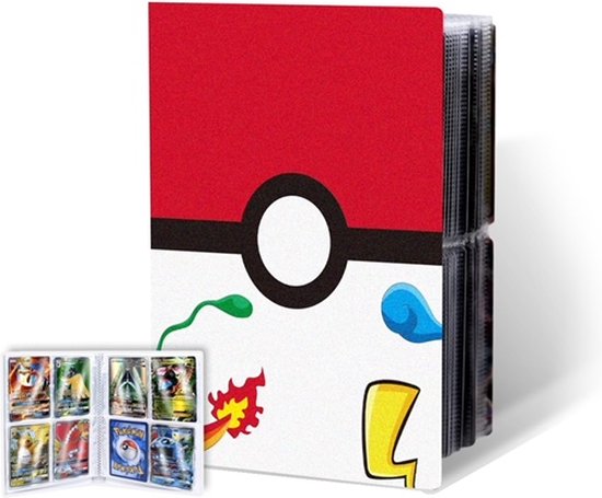 ZIGLA Verzamelmap Geschikt voor Pokémon - Verzamelalbum Voor 240 Kaarten - 4 Pocket - A5 Formaat - 50 Pagina's - Kaartenmap - Wit/rood