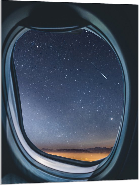 WallClassics - Acrylglas - sterrenhemel vanuit Vliegtuig - 75x100 cm Foto op Acrylglas (Met Ophangsysteem)